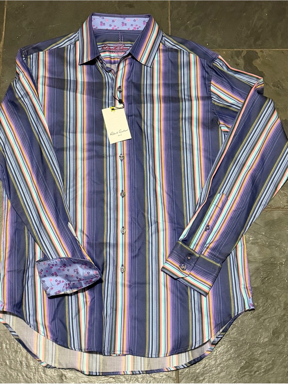 Robert Graham Purple Multi-Stripe Casual Button-Down Shirt